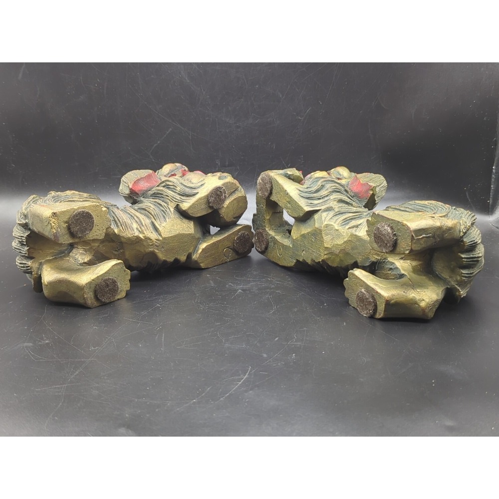 Pair of Vintage Chinese Gold Gilt Wood Carved Foo Dogs - Picture 9 of 11
